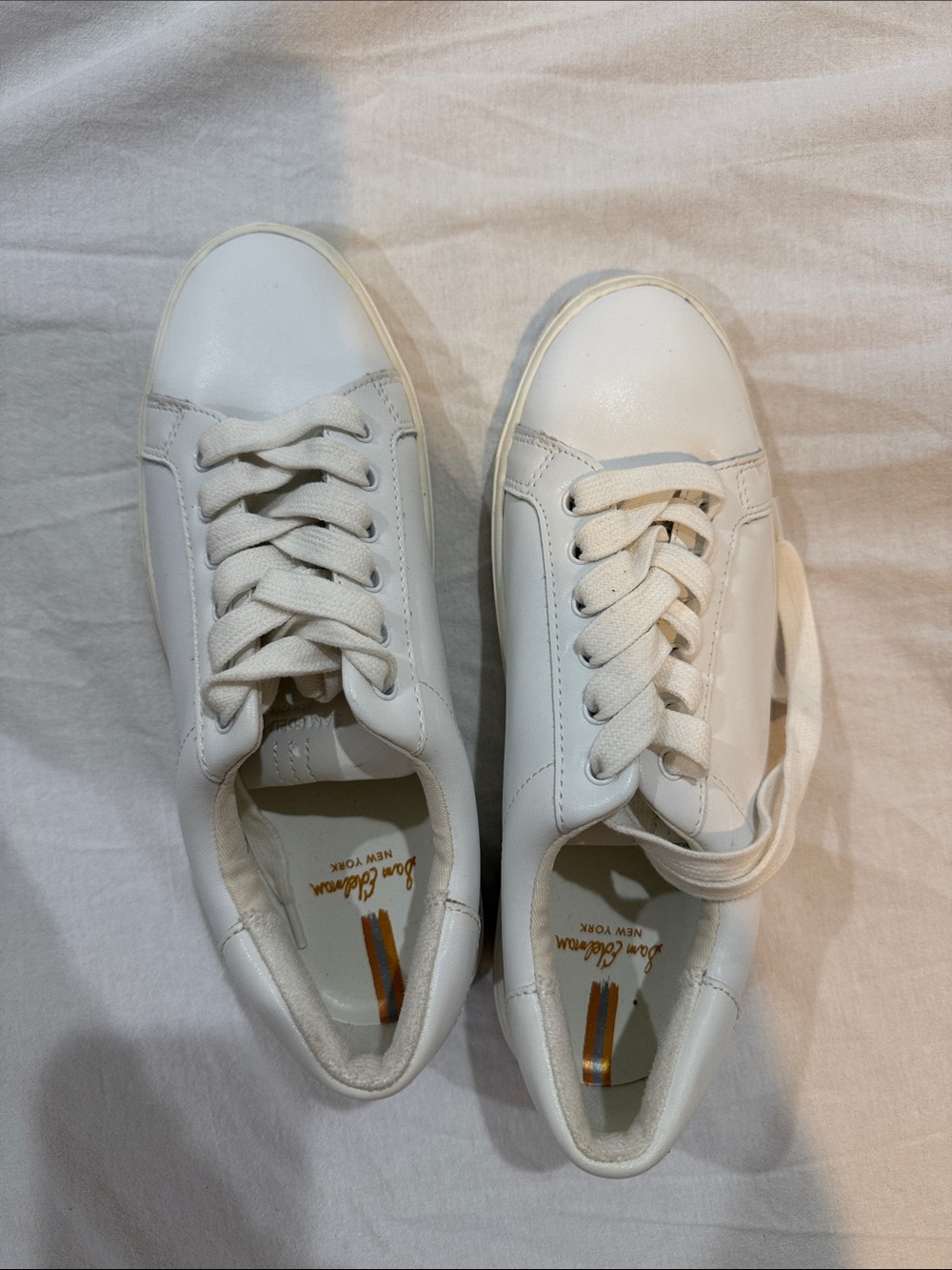 Sam Edelman White Leather Lace-Up Sneakers